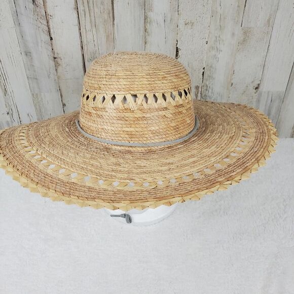 Straw Lattice Wide Brim Sun Hat Natural OS - Picture 1 of 8